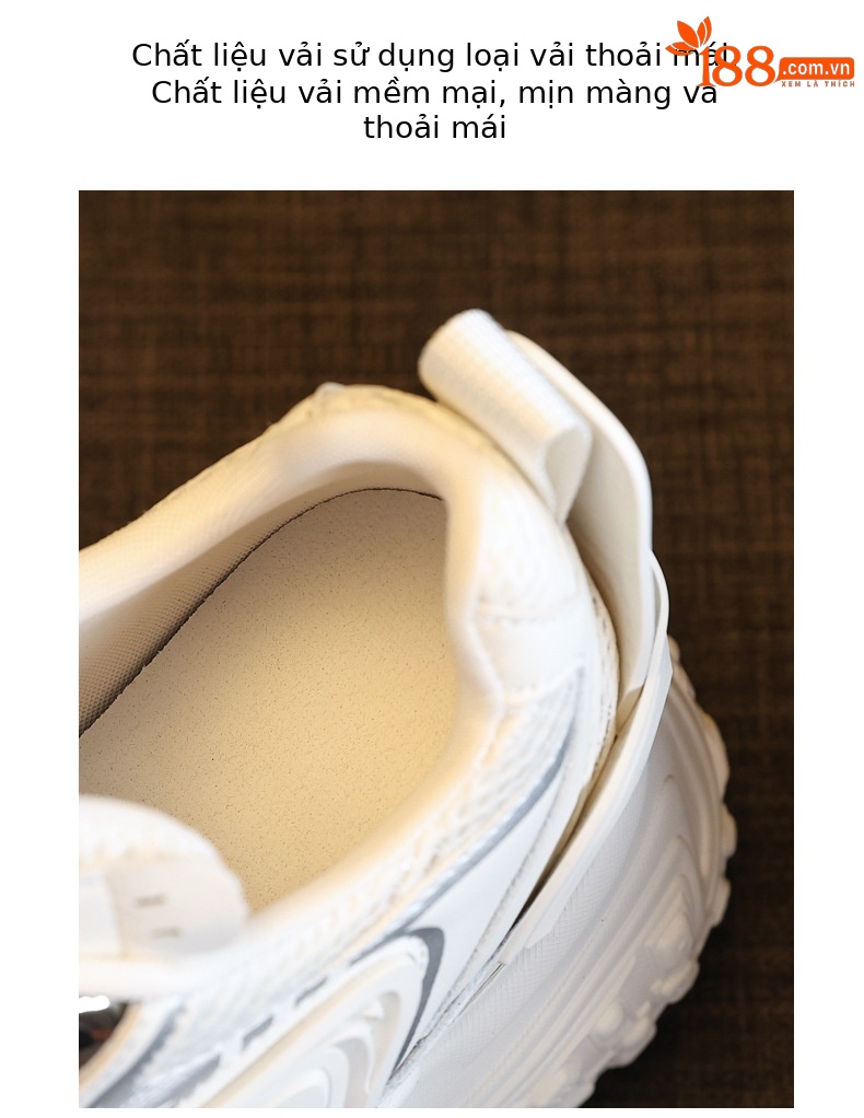 Giày sneaker nữ đế dày phối màu độn cao dáng người nhỏ lưới thoáng — Màu be chi tiết 8