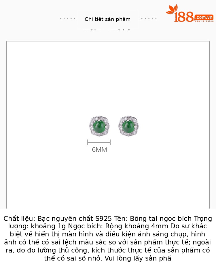 Khuyên tai bạc S925 hình kim cương vuông đính đá pha lê — Một cặp chi tiết 2