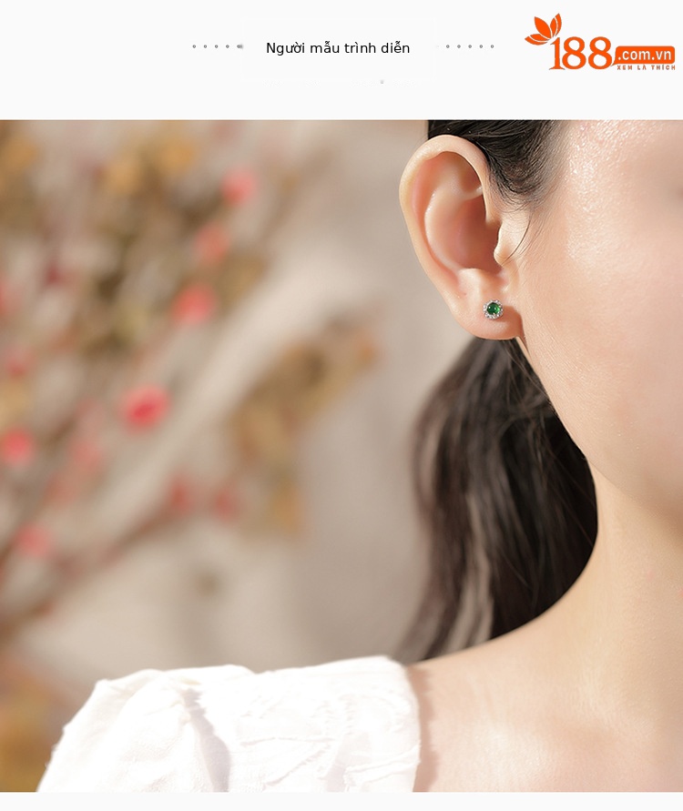 Khuyên tai bạc S925 hình kim cương vuông đính đá pha lê — Một cặp chi tiết 4