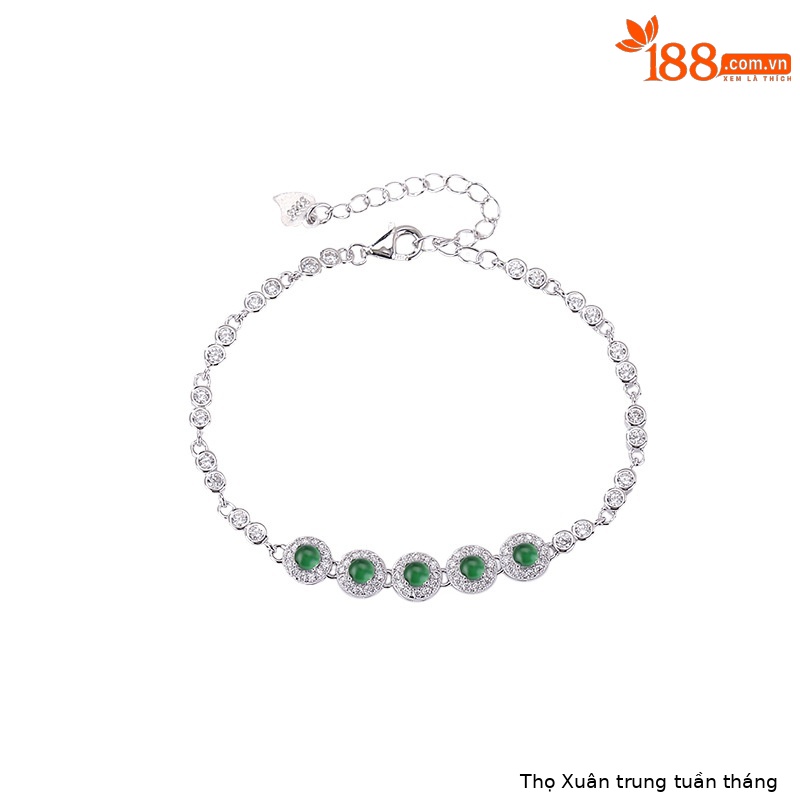 Vòng tay bạc S925 hạt tròn hình học phong cách tối giản — Một chiếc