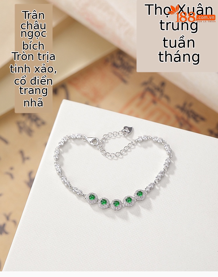 Vòng tay bạc S925 hạt tròn hình học phong cách tối giản — Một chiếc chi tiết 1