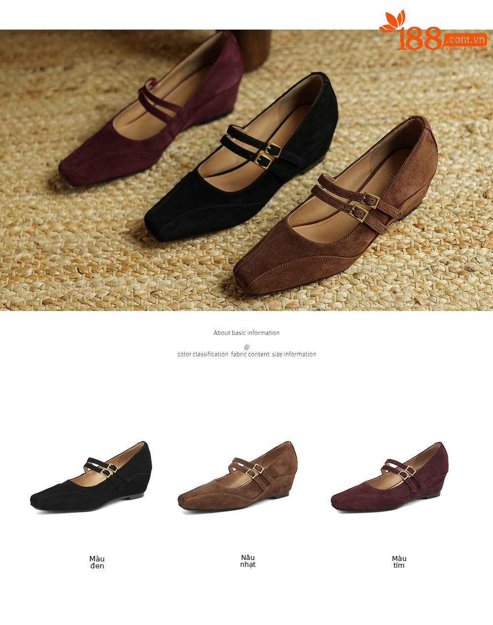 Giày Mary Jane nữ quai ngang đế xuồng phong cách Hàn Quốc retro — Màu nâu chi tiết 7