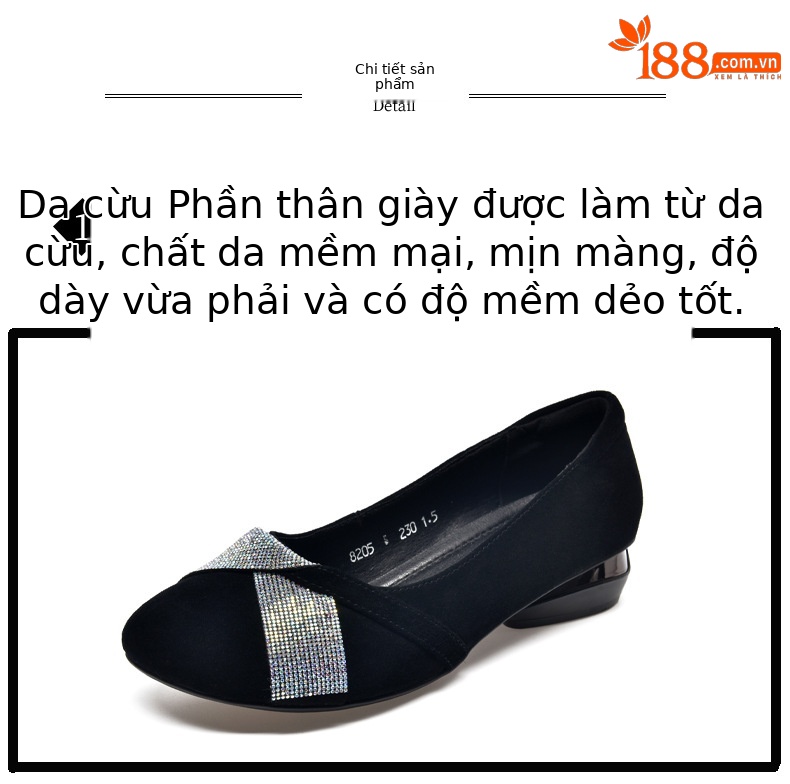 Giày lười nữ da mềm đế bệt mũi tròn phong cách basic — màu đen chi tiết 9