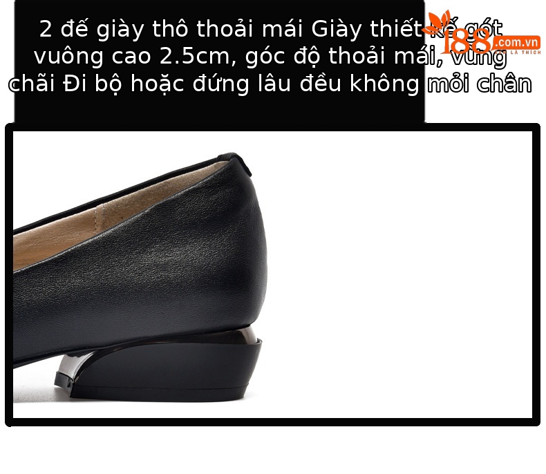 Giày bệt nữ da thật mũi tròn miệng nông đế mềm — Màu đen chi tiết 11