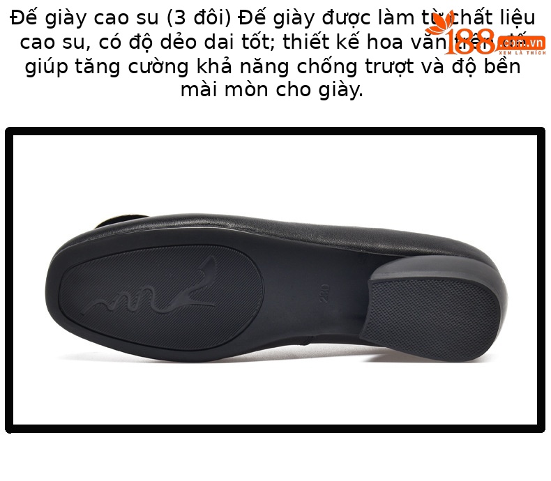 Giày bệt nữ da thật mũi tròn miệng nông đế mềm — Màu đen chi tiết 12