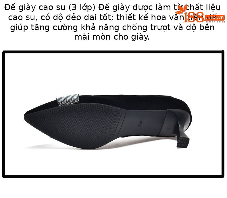 Giày cao gót nữ mũi nhọn miệng nông da lộn gót nhọn — Màu đen chi tiết 12