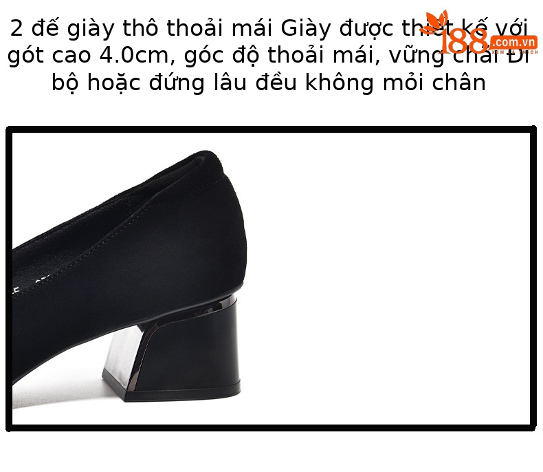 Giày lười nữ da mềm mũi vuông gót thấp — Màu đen chi tiết 11