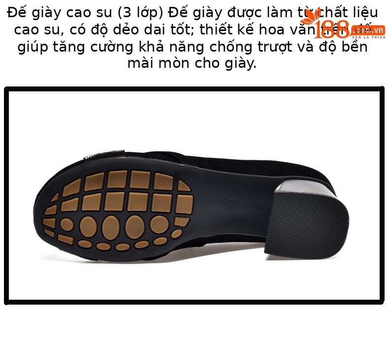 Giày lười nữ da mềm mũi vuông gót thấp — Màu đen chi tiết 12