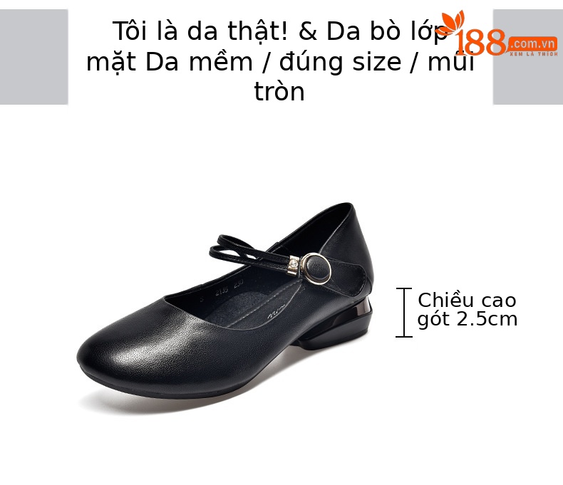 Giày bệt nữ mũi tròn da mềm miệng nông phong cách mùa xuân hè — Màu đen chi tiết 2