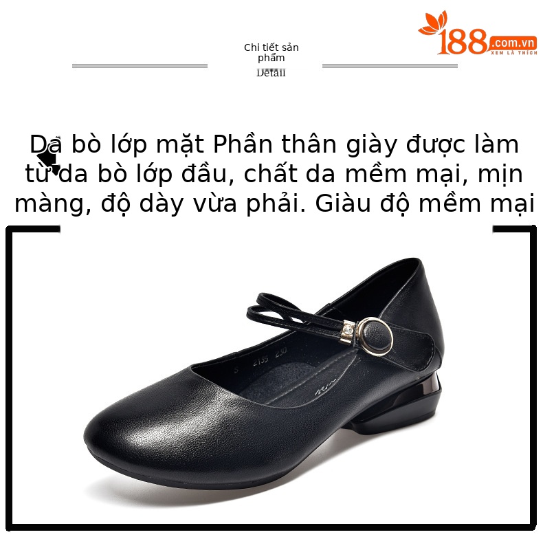 Giày bệt nữ mũi tròn da mềm miệng nông phong cách mùa xuân hè — Màu đen chi tiết 9