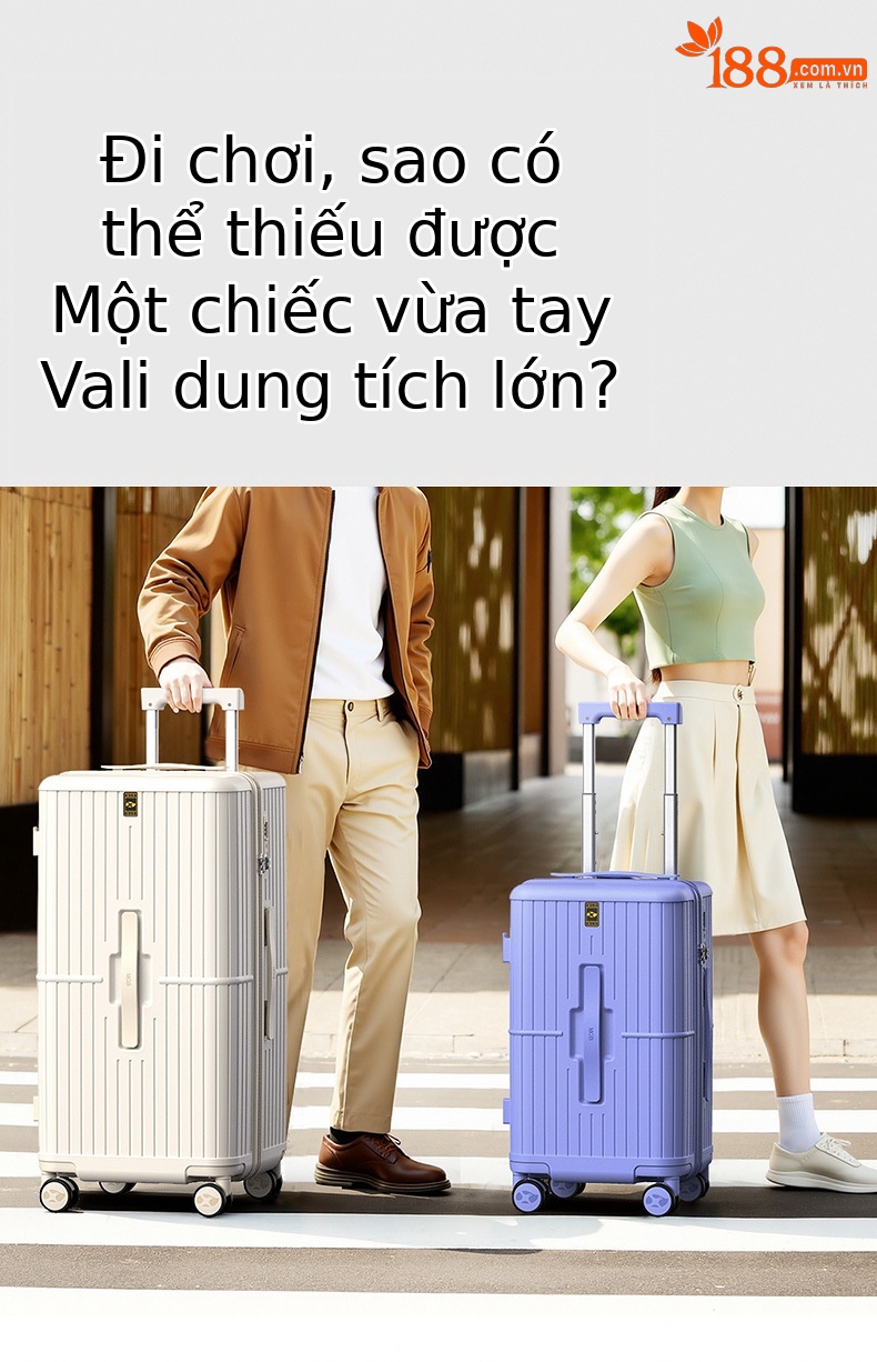 Vali kéo nhựa PC dung tích lớn màu macaron — tre xanh chi tiết 2