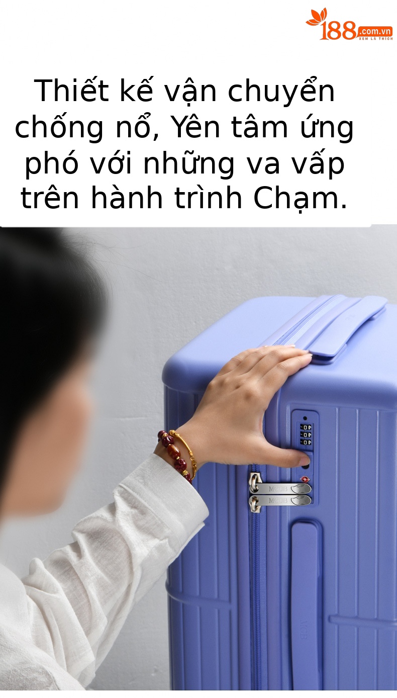 Vali kéo nhựa PC dung tích lớn màu macaron — tre xanh chi tiết 17
