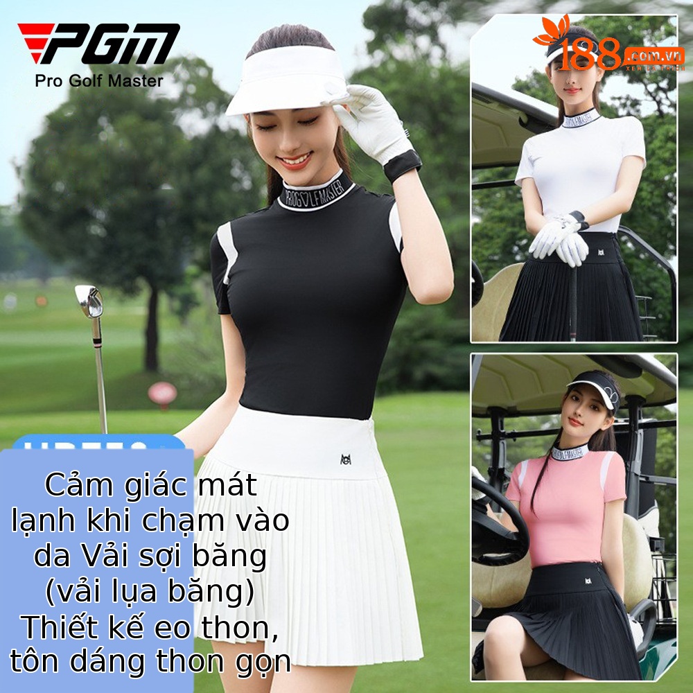 Váy tennis nữ xếp ly phối áo thun thể thao — YF791-Sakura Phấn hoa Top [Lụa lạnh], YF791-Áo đen [lụa lạnh], QZ103-Váy xếp ly màu trắng, QZ103-Váy xếp ly màu xanh nhạt