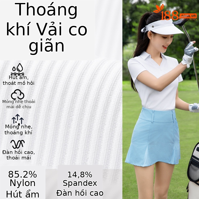 Bộ váy ngắn golf nữ tay ngắn cổ chữ V — QZ114-Váy ngắn màu hồng [Váy hơi xẻ/dệt kim đàn hồi cao/dài chân], QZ114-Váy ngắn màu đen [Váy hơi xẻ/dệt kim đàn hồi cao/dài chân] QZ114, YF781-Áo đen [Hàn Quốc cổ chữ V/đàn hồi cao và mềm mại/mỏng và thoáng khí], QZ114-Váy trắng [Váy hơi xẻ/dệt kim đàn hồi cao/dài chân]