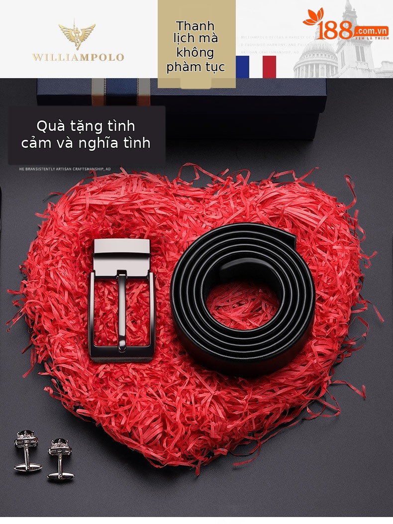Thắt lưng nam da thật khóa kim hoàng đế Paul mới cao cấp phong cách thời trang dễ phối — 120cm, 130cm, 110cm, 125cm chi tiết 5
