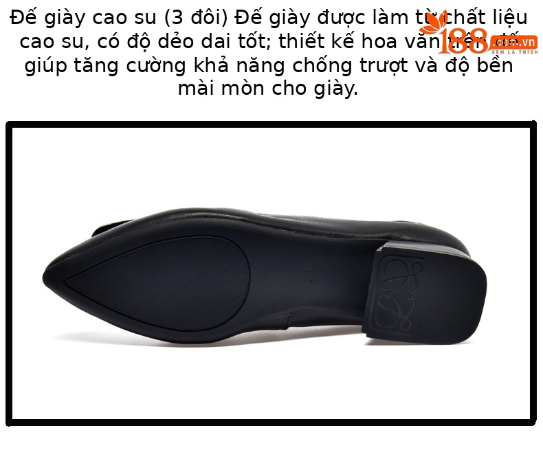 Giày lười nữ da thật đế thấp mũi nhọn miệng nông — màu đen chi tiết 12