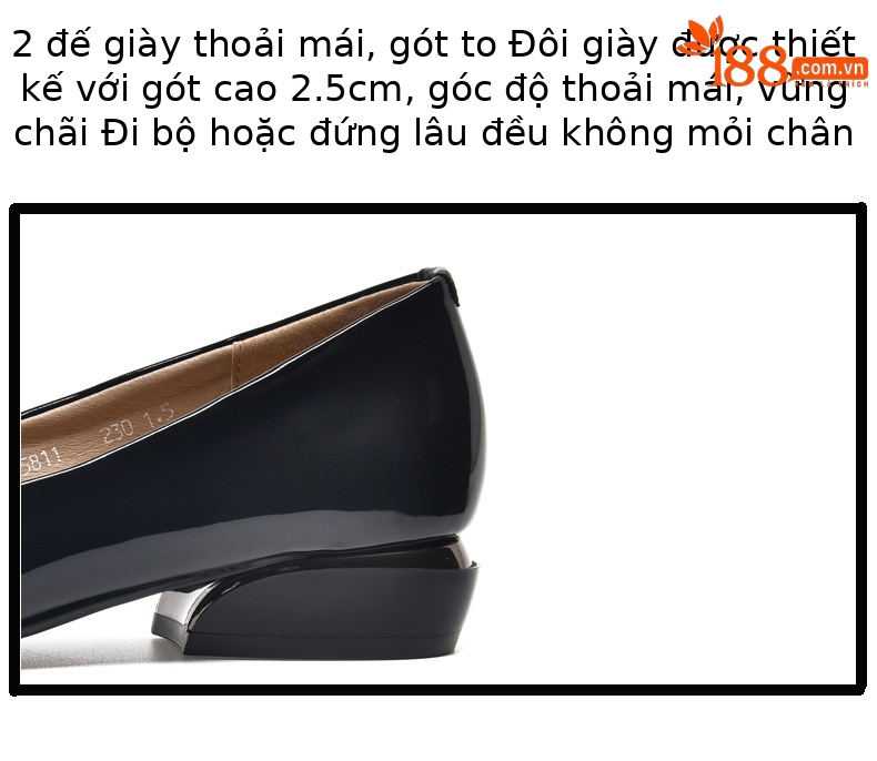 Giày lười nữ da bóng mũi tròn đế bệt mềm miệng nông — Màu đen chi tiết 11