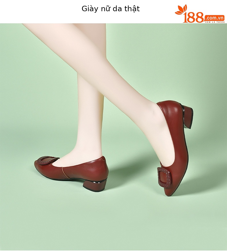 Giày lười da nữ mũi nhọn đế mềm gót thấp — Màu đen chi tiết 6