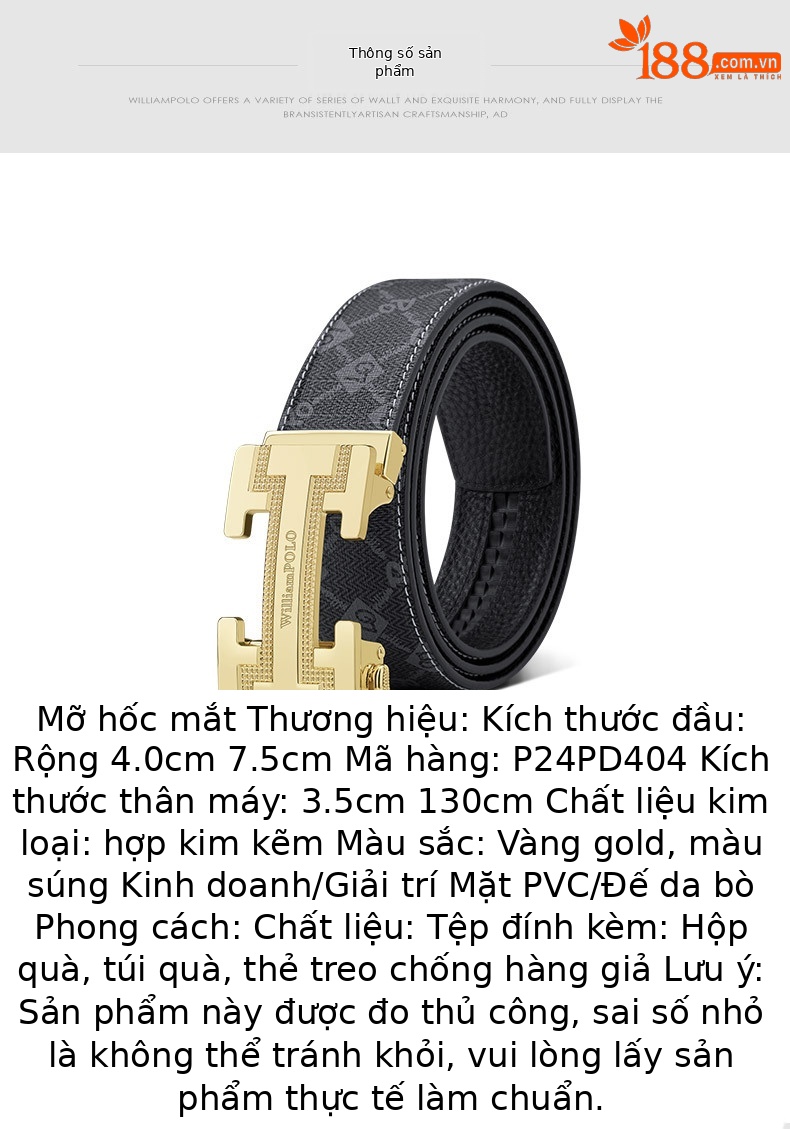 Thắt lưng da nam khóa tự động chữ I cao cấp — 120cm, 130cm, 110cm, 125cm chi tiết 6