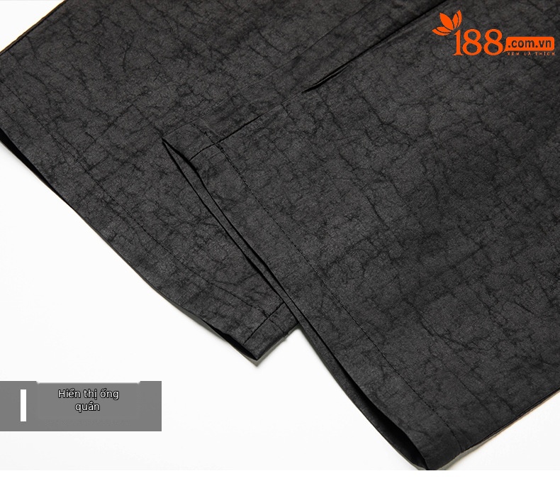 Bộ đồ ngắn tay Xiangyunsha lụa tơ tằm mùa hè phong cách Trung Quốc cho nam — Màu đen 56012 chi tiết 20