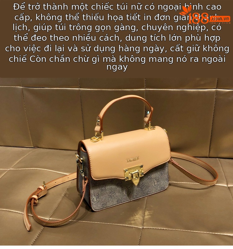 Túi đeo chéo nữ dáng vuông nhỏ gọn, phong cách công sở, quai đeo vai và xách tay tiện lợi — Màu xanh Yachen/kaki chi tiết 2