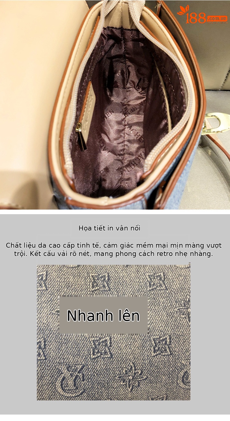Túi đeo chéo nữ dáng vuông nhỏ gọn, phong cách công sở, quai đeo vai và xách tay tiện lợi — Màu xanh Yachen/kaki chi tiết 4