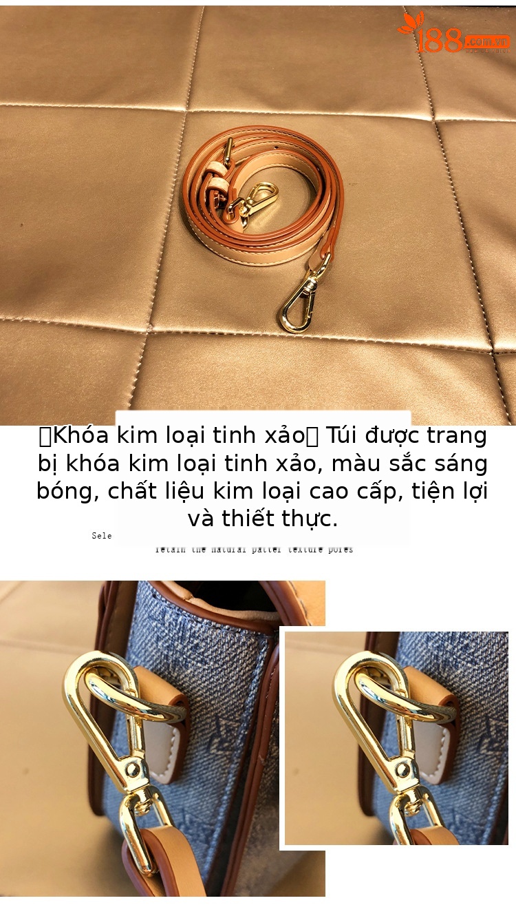 Túi đeo chéo nữ dáng vuông nhỏ gọn, phong cách công sở, quai đeo vai và xách tay tiện lợi — Màu xanh Yachen/kaki chi tiết 5