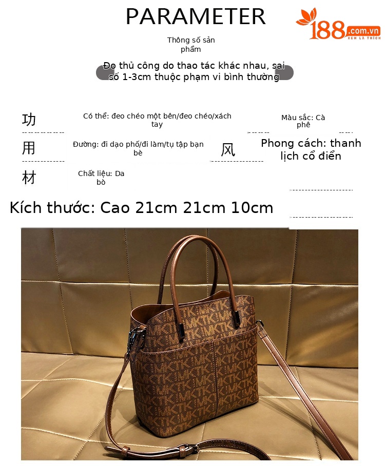 Túi bucket nữ da thật đeo chéo dung tích lớn phong cách thời trang — MKTK cà phê/cà phê,, Cà phê/cà phê, Màu kaki phượng hoàng chi tiết 1