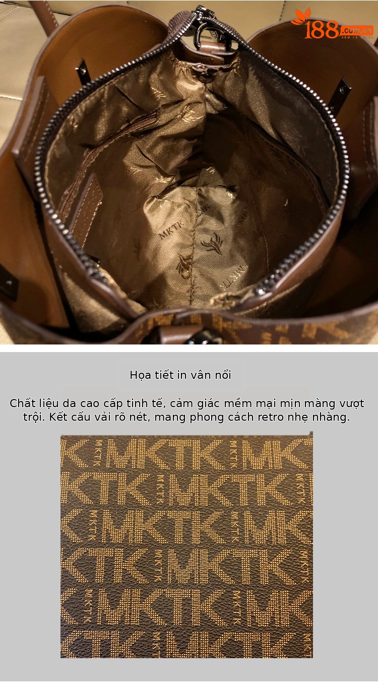 Túi bucket nữ da thật đeo chéo dung tích lớn phong cách thời trang — MKTK cà phê/cà phê,, Cà phê/cà phê, Màu kaki phượng hoàng chi tiết 4