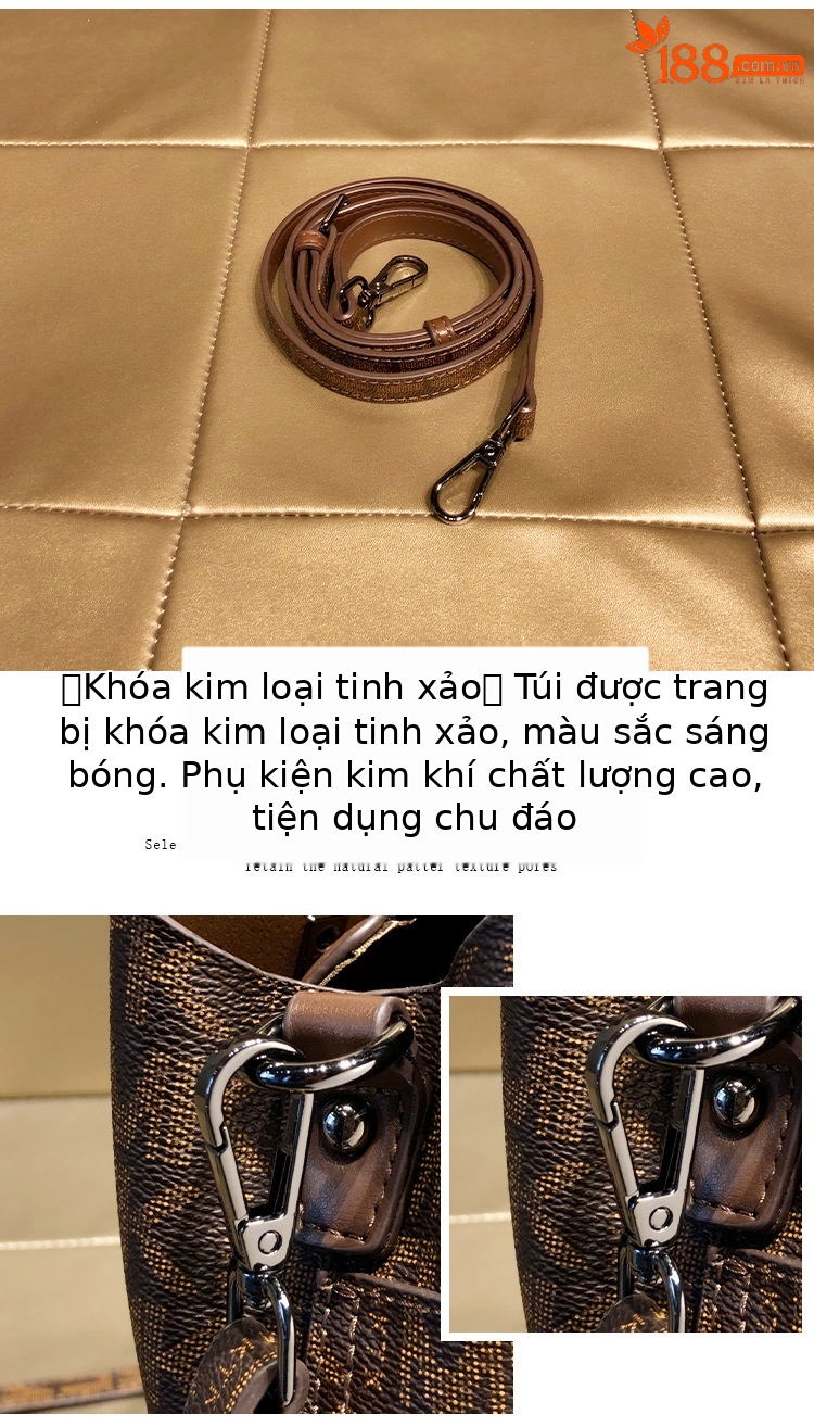 Túi bucket nữ da thật đeo chéo dung tích lớn phong cách thời trang — MKTK cà phê/cà phê,, Cà phê/cà phê, Màu kaki phượng hoàng chi tiết 5