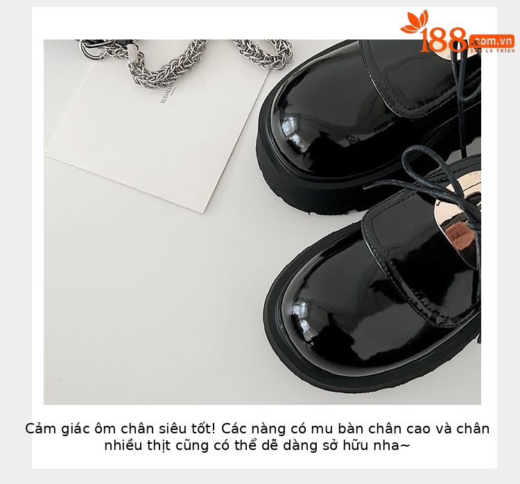 Giày da nữ mũi tròn đế xuồng phong cách Anh nơ buộc — Màu đen, Màu đỏ rượu, Màu trắng chi tiết 24