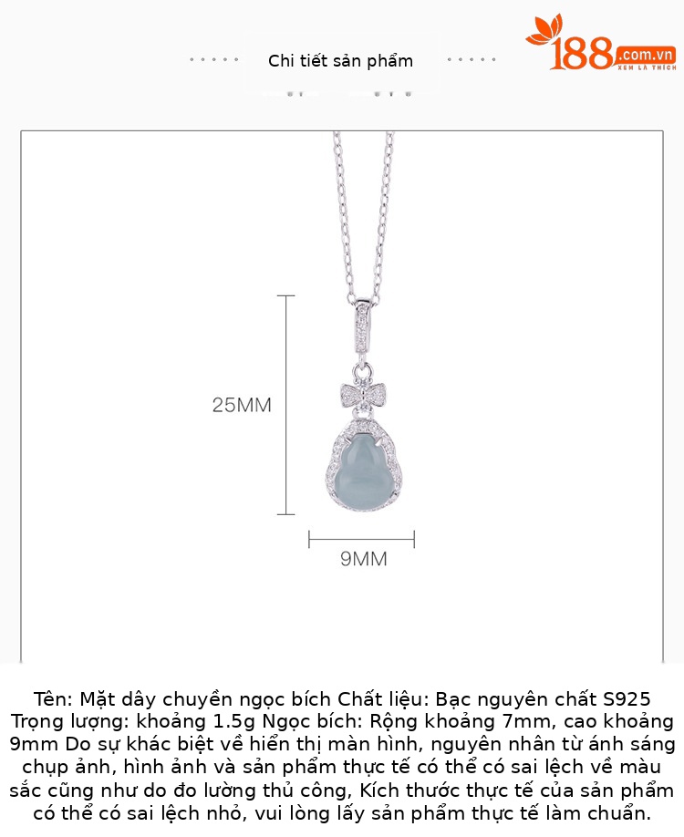Mặt dây chuyền bạc S925 hình nai ngọc bích phong cách trẻ trung — Mặt dây chuyền đơn (không có dây chuyền) chi tiết 2