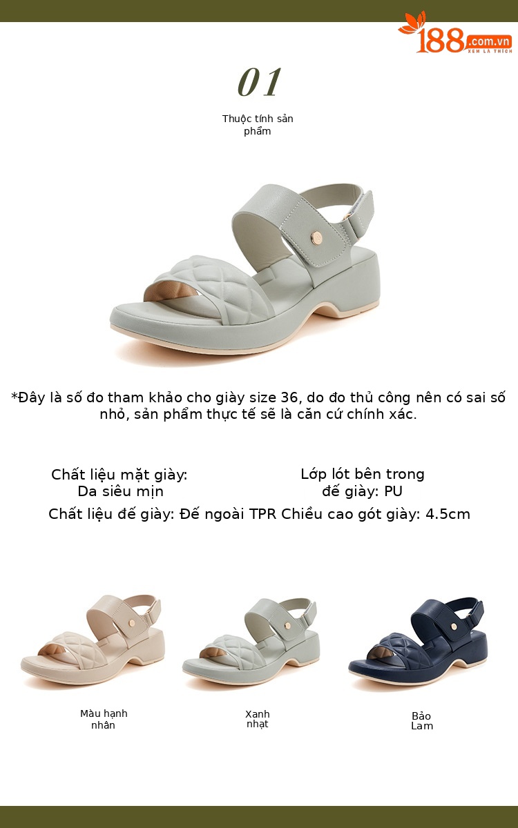 Dép sandal nữ quai kim loại đế xuồng chống trượt đi biển mùa hè — Màu xanh ngọc, Màu xanh lá, Màu mơ chi tiết 2