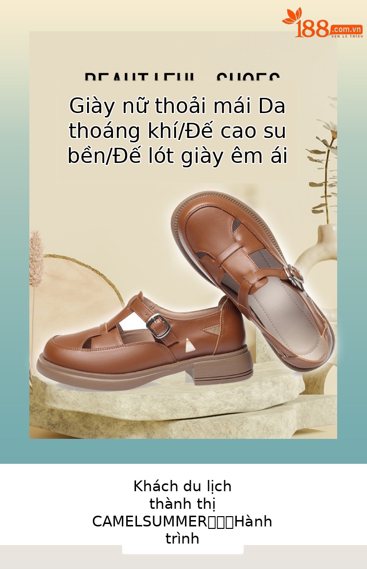 Giày lười nữ da thật đế mềm, phong cách công sở thường ngày — Màu be chi tiết 1