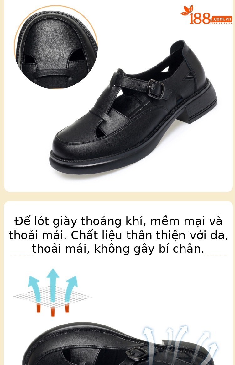 Giày lười nữ da thật đế mềm, phong cách công sở thường ngày — Màu be chi tiết 6