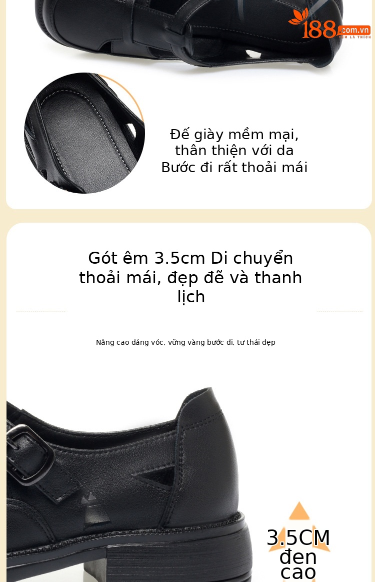 Giày lười nữ da thật đế mềm, phong cách công sở thường ngày — Màu be chi tiết 7