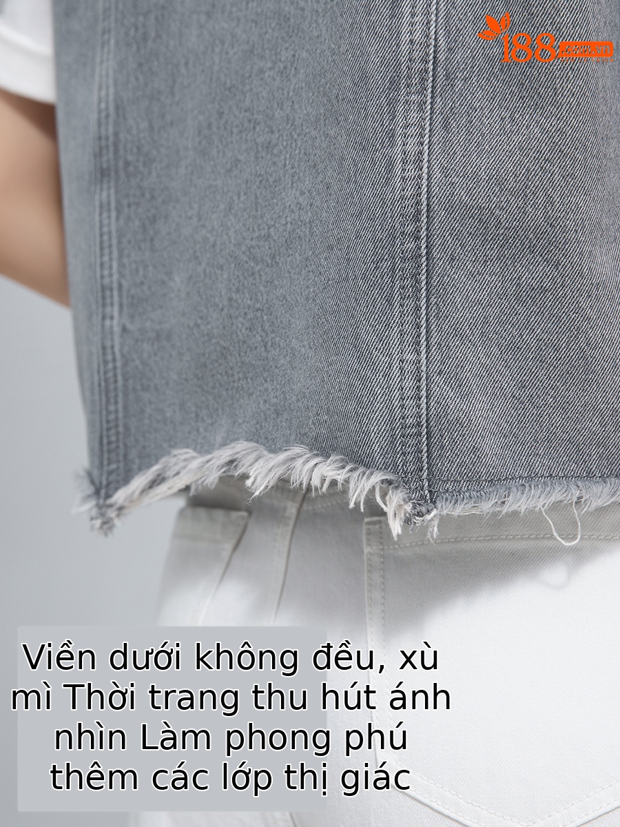Áo vest denim không tay nữ phong cách Hồng Kông cổ điển — AC65335