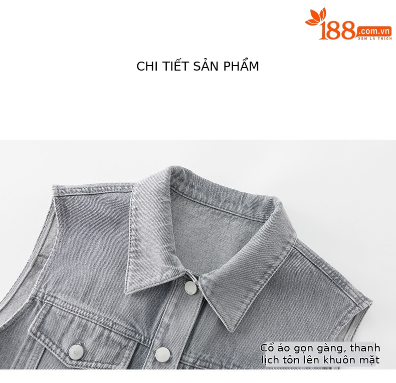 Áo vest denim không tay nữ phong cách Hồng Kông cổ điển — AC65335 chi tiết 12