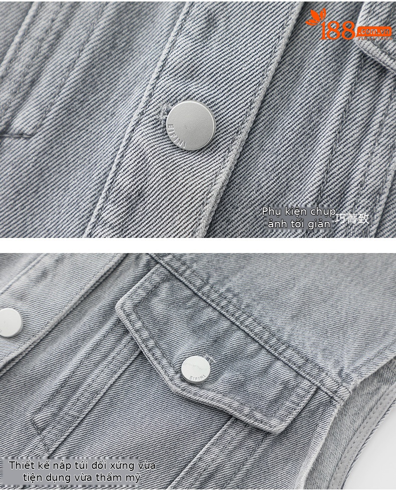 Áo vest denim không tay nữ phong cách Hồng Kông cổ điển — AC65335 chi tiết 13