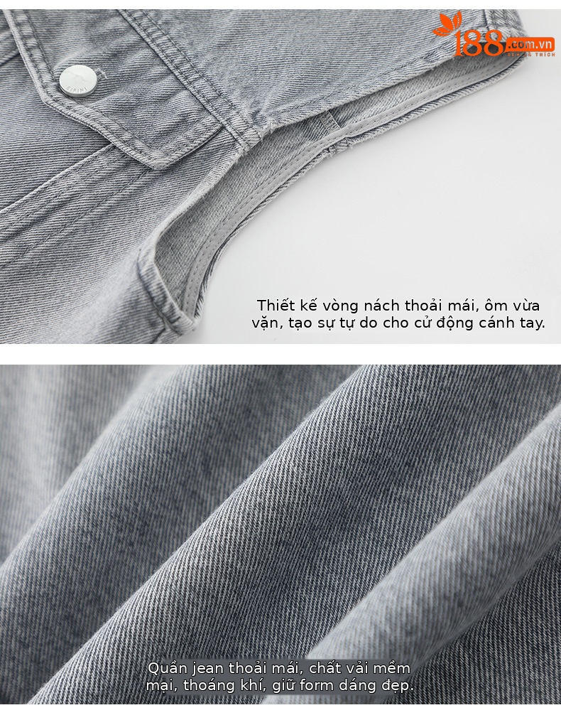 Áo vest denim không tay nữ phong cách Hồng Kông cổ điển — AC65335 chi tiết 14