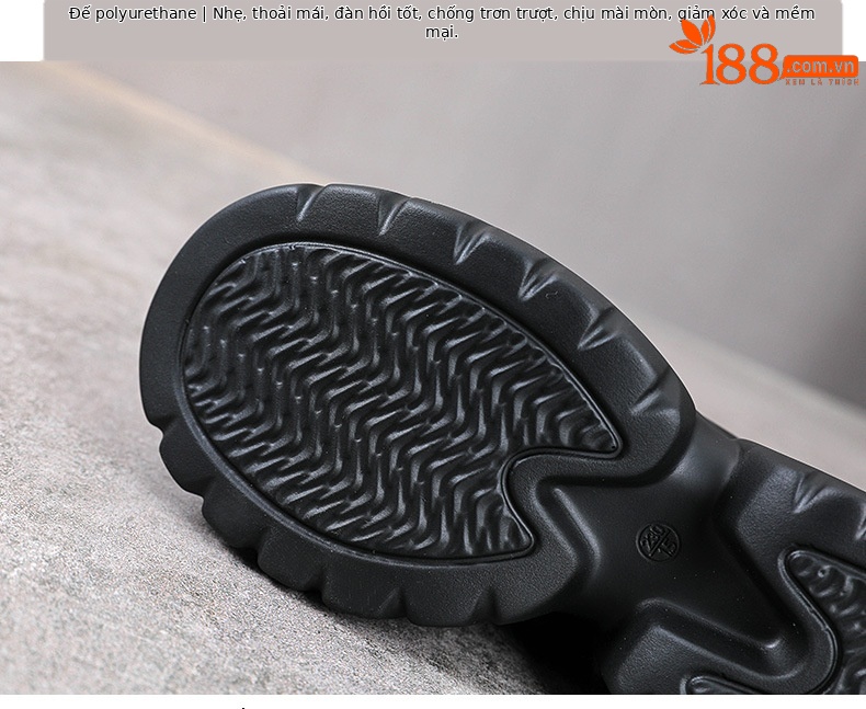 Boot nữ cổ thấp miệng cá đế dày gót 9 cm da thật — Màu đen chi tiết 7