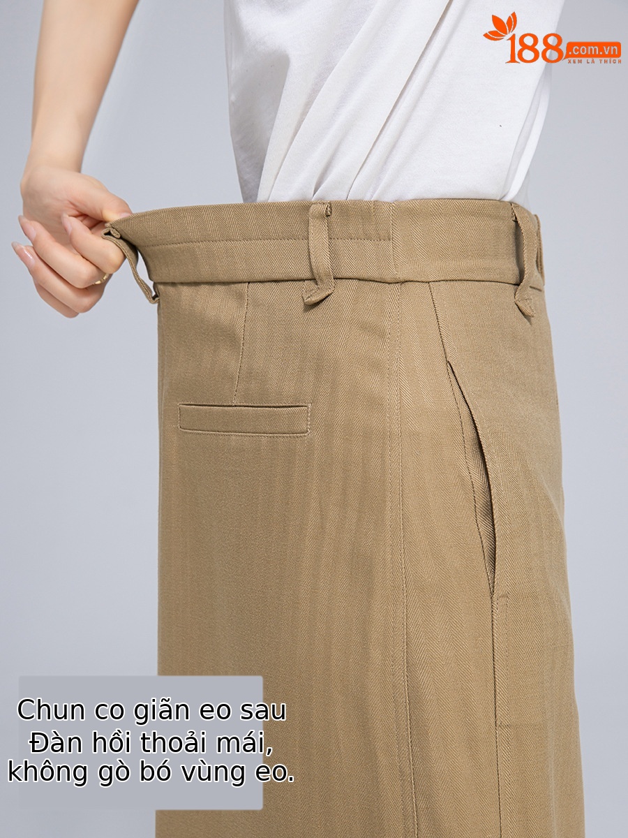 Chân váy bút chì nữ công sở dáng ôm, chất liệu tơ lanh mềm mại, xẻ tà bên, dài midi — Mocha Mousse (áo vest 65308)