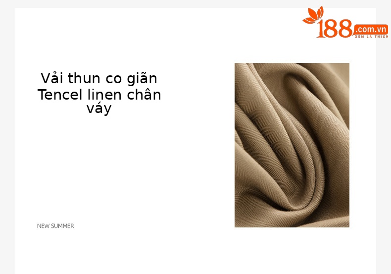 Chân váy bút chì nữ công sở dáng ôm, chất liệu tơ lanh mềm mại, xẻ tà bên, dài midi — Mocha Mousse (áo vest 65308) chi tiết 3