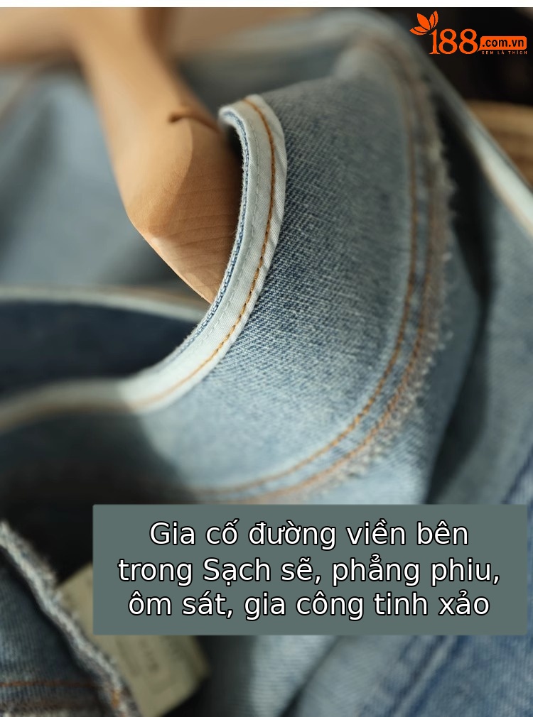 Áo vest denim nữ ngắn tay rộng rãi phong cách thời trang xuân hè — Xanh denim chi tiết 17