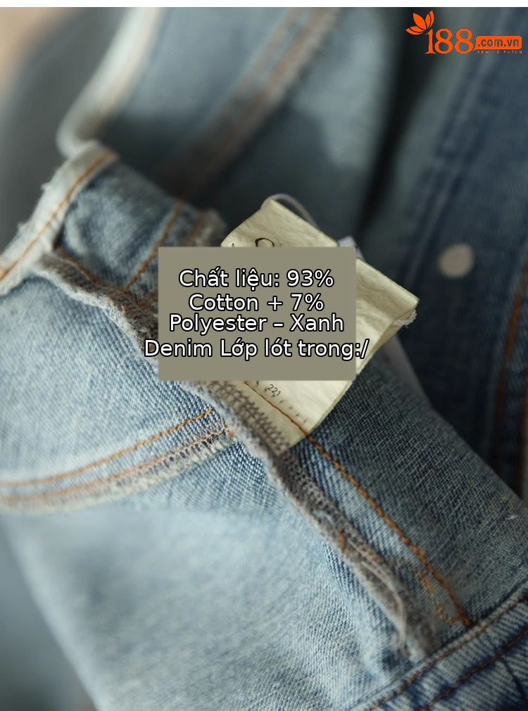 Áo vest denim nữ ngắn tay rộng rãi phong cách thời trang xuân hè — Xanh denim chi tiết 24