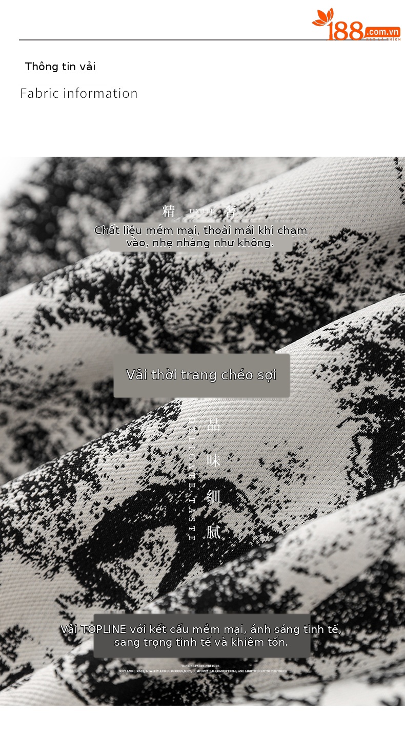 Quần short nữ cạp cao họa tiết tranh mực nổi jacquard phong cách thời trang cao cấp — Màu hoa chi tiết 3