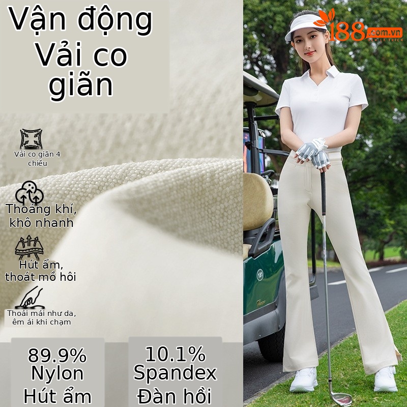 Quần golf nữ ống loe dày dặn, cạp chun co giãn, tôn dáng chân dài — Quần ống loe đen [quần ống loe siêu nhỏ/thắt lưng dài/co giãn] KUZ206
