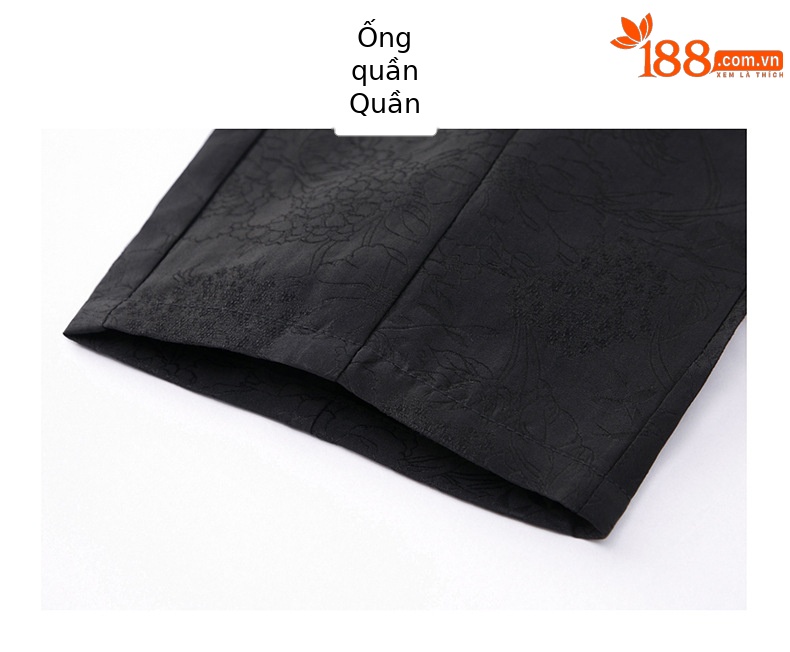 Áo sơ mi ngắn tay lụa tơ tằm họa tiết hoa mây phong cách Trung Quốc thời Đường — Bộ đồ đen 863-9 chi tiết 18