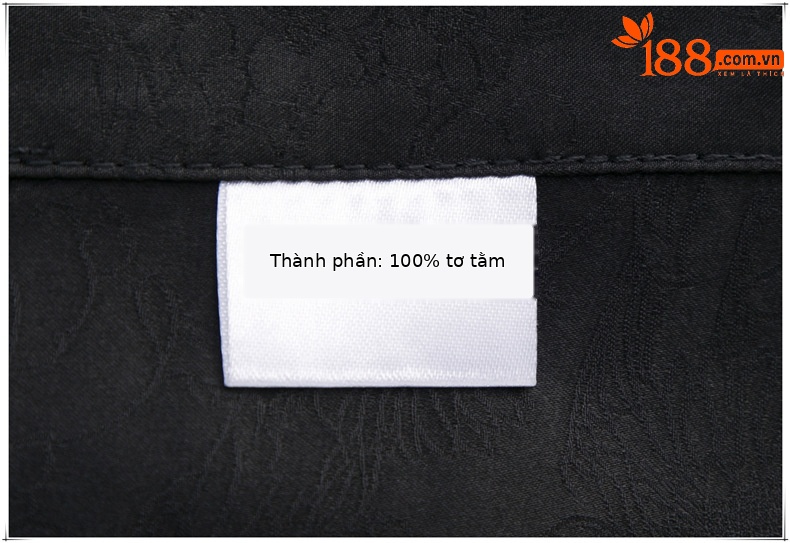 Áo sơ mi ngắn tay lụa tơ tằm họa tiết hoa mây phong cách Trung Quốc thời Đường — Bộ đồ đen 863-9 chi tiết 19