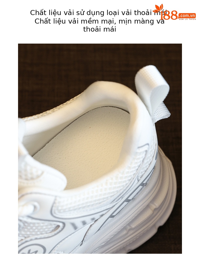 Giày sneaker nữ chunky đế dày mặt lưới tăng chiều cao — Màu trắng chi tiết 8
